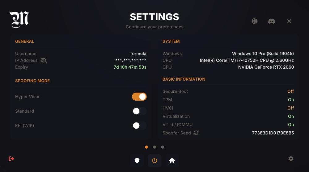 Monarch Spoofer Settings
